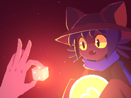 Niko receiving a die