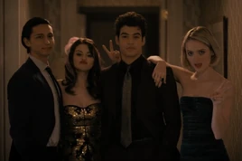 A group of four people posing for the camera, consisting of Tim Kono, Mabel Mora, Oscar Torres, and Zoe Cassidy.