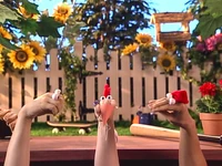 Uma "lays an egg"...