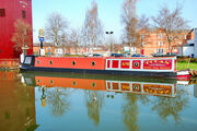 Traditional British canal narrowboat.