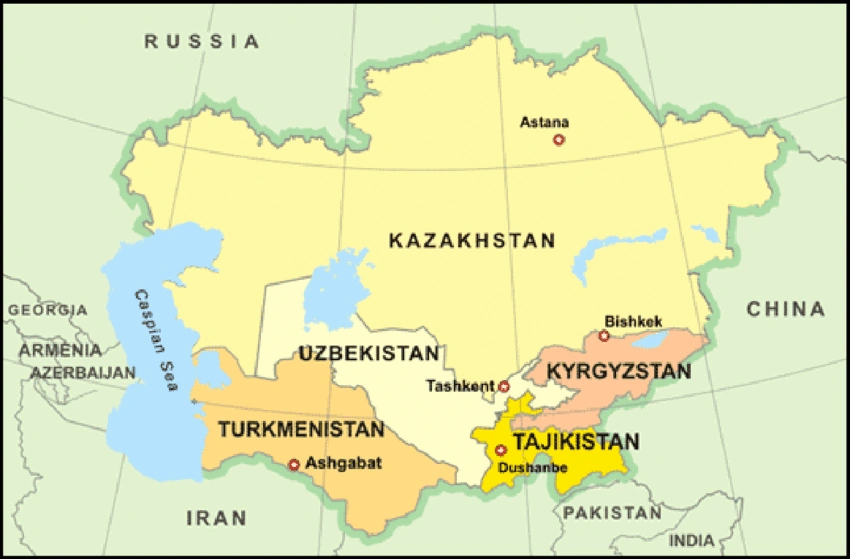 Средняя азия на карте со странами