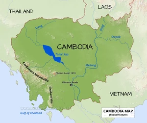 Cambodia. Physical map.