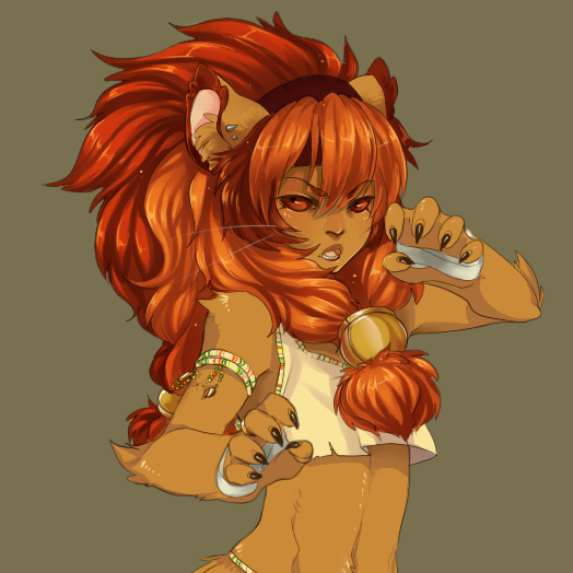 red anime lion girl