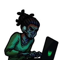 Samuel hackeando em Enigma do Medo