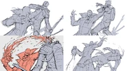 Rascunhos de Raziel finalizando Franco, por Kael