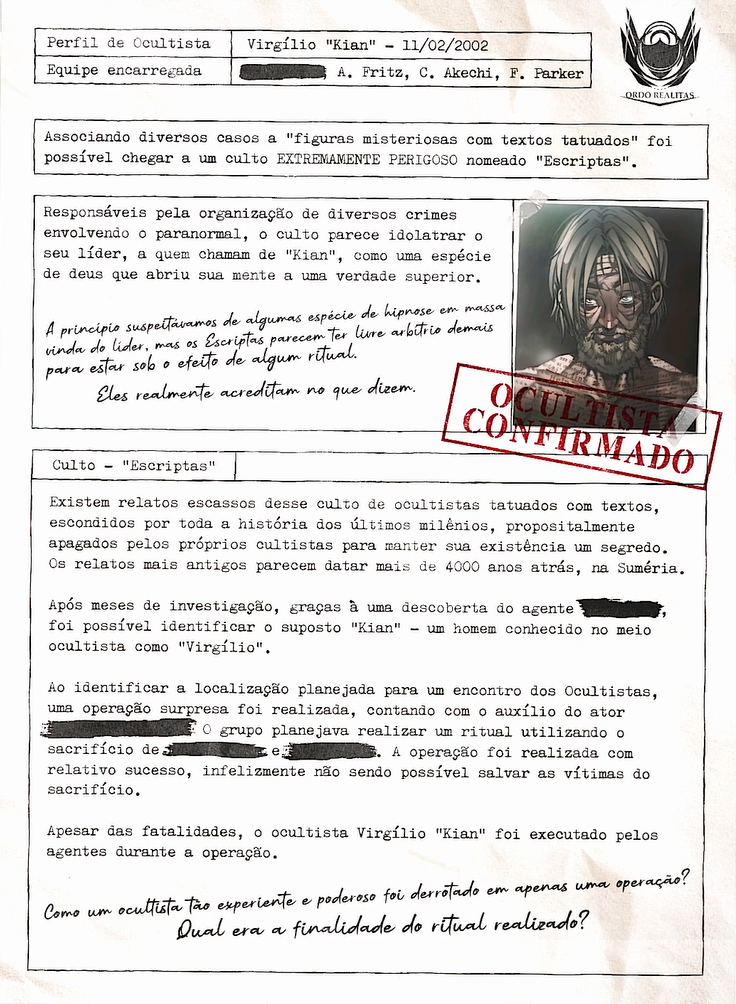 carrd Perfil de investigador Desconjuração Ordem Paranormal ficha