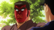 Takeo trying to protect an elementary school