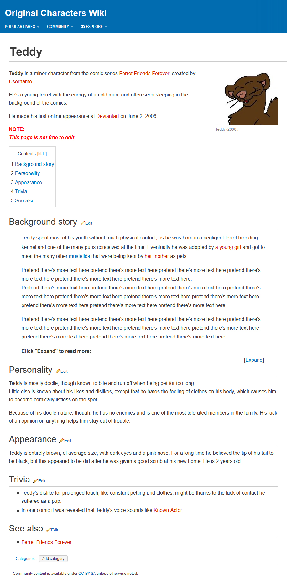 Profile Bio Template, Wiki