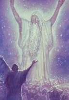 Melkor (sol ön) müziğini Eru ile örüyor.