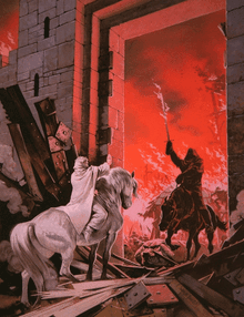 Angus McBride - Gandalf facing Witch-king