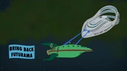 The Orville opens fire on the Planet Express ship.