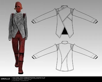 A concept sketch of the  Administrator by the show's wardrobe designer  and illustrator .