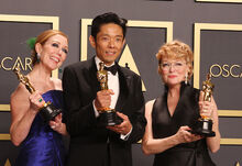 Oscar winners Anne Morgan, Kazu Hiro, Vivian Baker