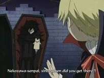 Nekozawa, surprising Tamaki during the Halloween episode