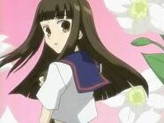 Haruhi with longer hair.