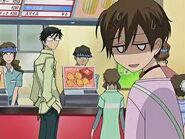 Haruhi is dismayed by Kyoya's ignorance about commoners.