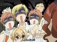 Discovering that Haruhi is with the Lobelia girls.