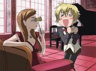 Tamaki thinks Haruhi is jealous of Eclair.