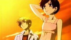 Tamaki daydreams about Haruhi and he taking a romantic stroll at sunset.