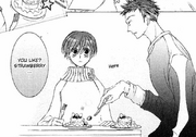 Mori giving strawberries