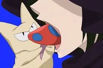 Nekozawa eats a mushroom.