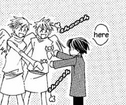 Haruhi gives candies to the twins