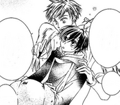 Kaoru helping Haruhi.