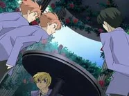 Hiding in the gazebo, again.