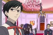 Kyoya watching Tamaki being introduced to Lady Eclair.