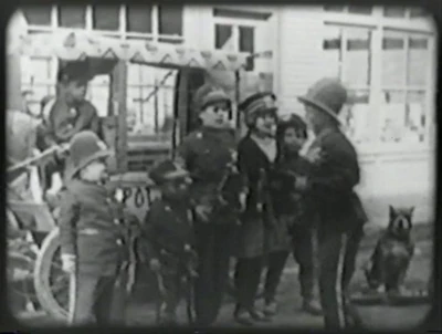 The Junior Police Squad: the driver is unidentified, then Joe, Farina, Johnny, Mary, Jackie, Mickey