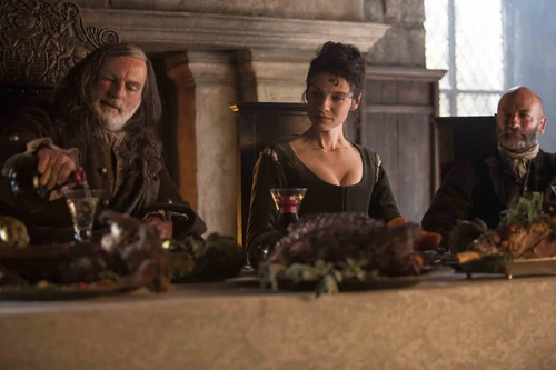 Colum MacKenzie (Gary Lewis); Claire Randall (Caitriona Balfe); Dougal MacKenzie (Graham McTavish)