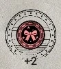 The image shows a pink circle with a bow inside
