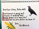 A diary entry with a clue (highlighted) hinting at a playable teaser (released on October 4, 2016)