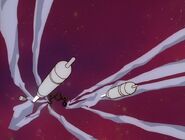 The Outlaw Star fires a volley of missiles