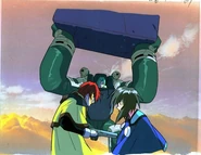 Animation Cel of Harry, Gene and Melfina in "Grave of the Dragon"