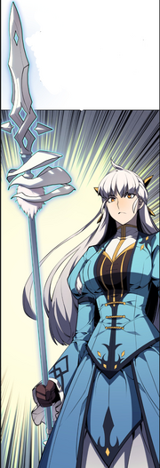 Isabel wielding the Raphael's Spear.
