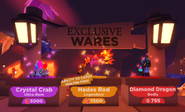 The pedestals on which the Crystal Crab, Diamond Dragon, and the Hades Rod can be found.