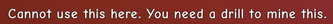 Molten Mines Pickaxe Error Message
