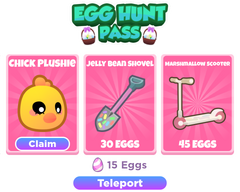 The Egg Hunt Pass GUI in-game.