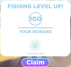 A Poseidon Rod being rewarded to a player for reaching level 100.