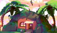 The silhouettes of pterodactyls above the Cave Dwelling.