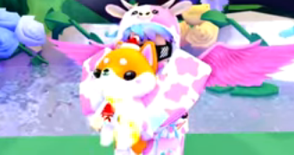 A Rainbow Shiny Santa Puppy.