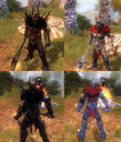 Side by side comparison of the Third Overlord in Arcanium Armour with 0 and 100% Corruption changes.