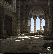 Dark Tower's interior in ruins,