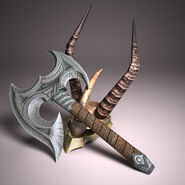 3D model of Hakon's axe and helmet