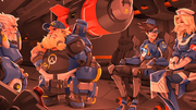 Lena, Angela, Torbjörn and Reinhardt come to uprising in London