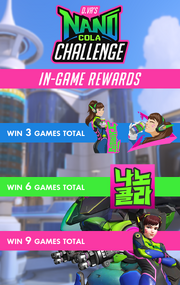 Chart of D.Va's Nano Cola Challenge In-Game Rewards