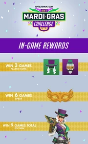 Chart of Ashe's Mardi Gras Challenge In-Game Rewards