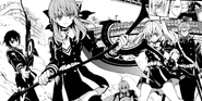 Shinoa Squad guarding Mika from the Moon Demon Company