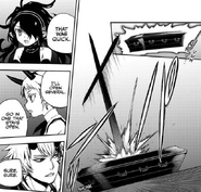 Mika instantly attacks the coffin